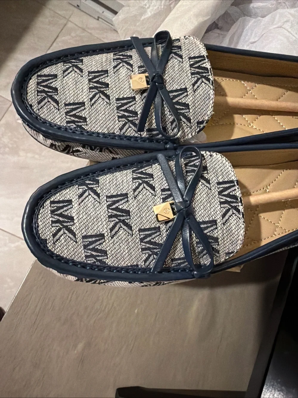 NWT Michael Kors Juliette Moc Loafers Navy Leather Women’s Size 7M